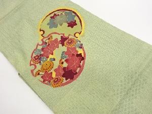 作家物　金彩雪輪に紅葉・菊模様名古屋帯